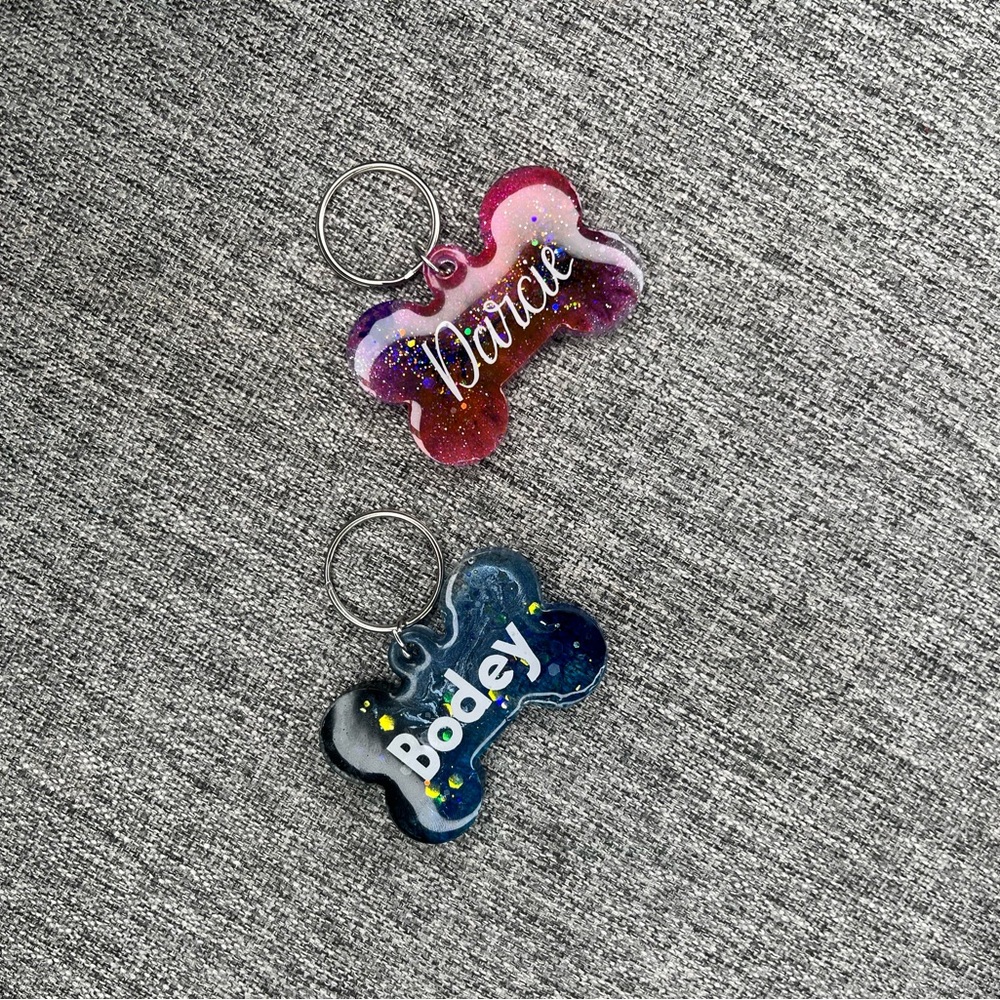 Custom Glitter Dog Bone Keychains